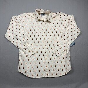 NWT Salty Men’s Button Up Shirt Large Retro Geometric Print Long Sleeve Y2K